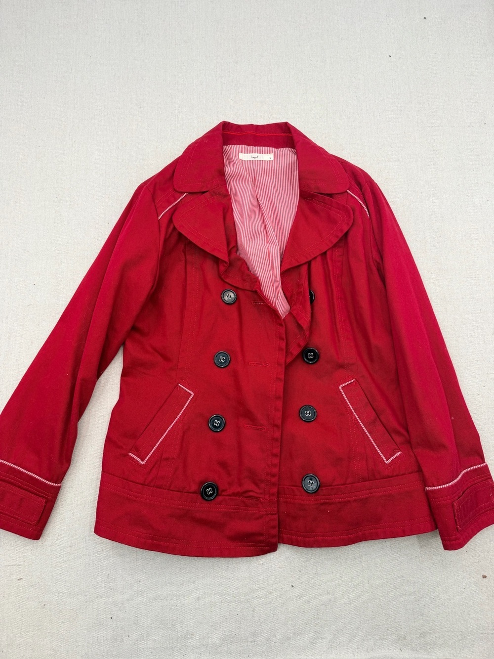 Hazel Red Double-Breasted Women's Peacoat Jacket